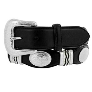 Tony Lama Cutting Champ Conchos Western Belt Men's 38 Black Silver Leather 9113L